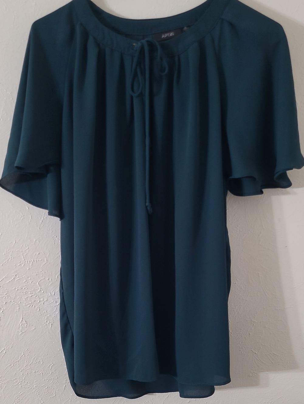 Apt. 9 Teal Green Flutter-Sleeve Tie-Neck Blouse